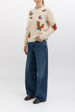 Butterfly Applique Cable Knit Jumper