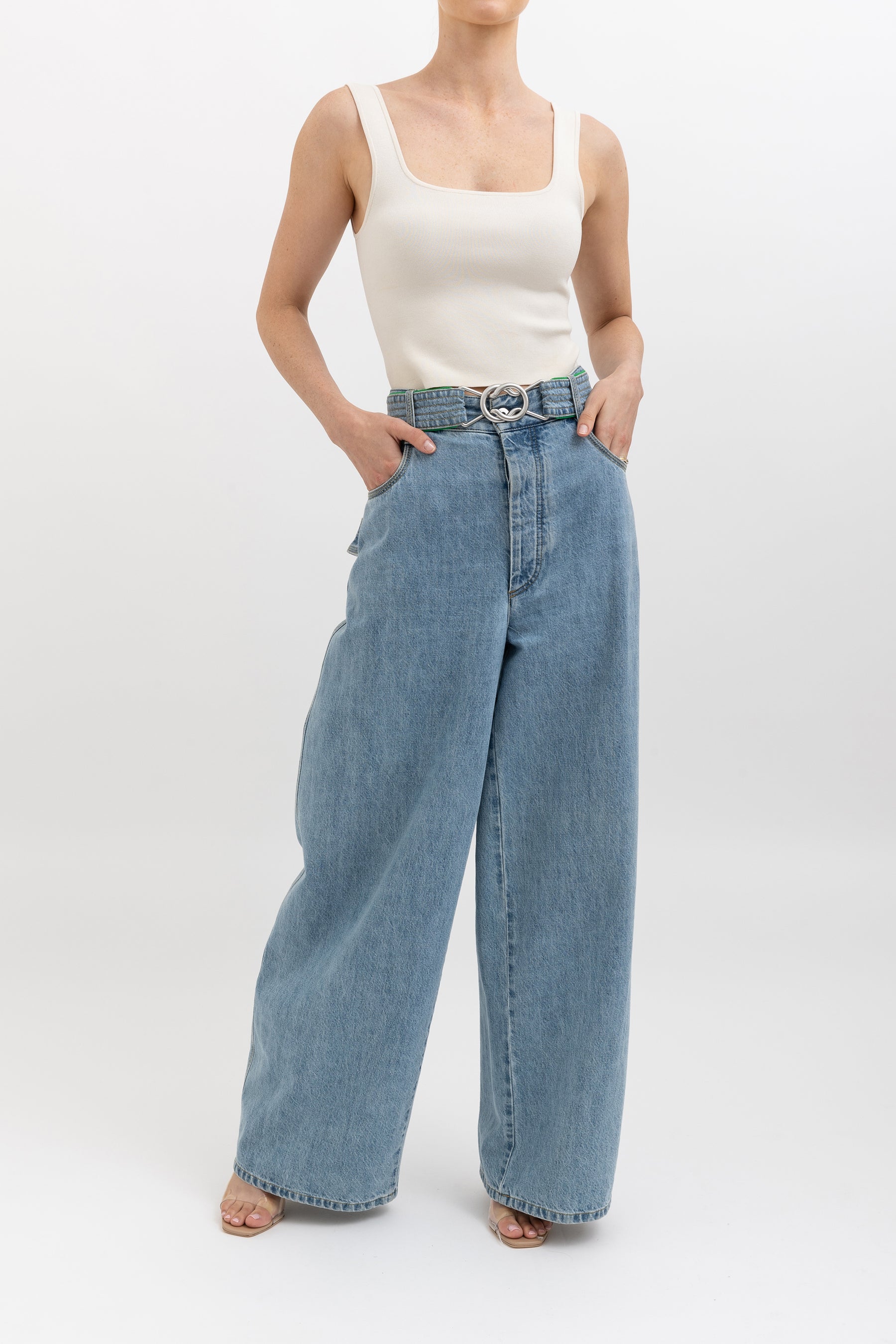 Belted Wide Leg Jeans