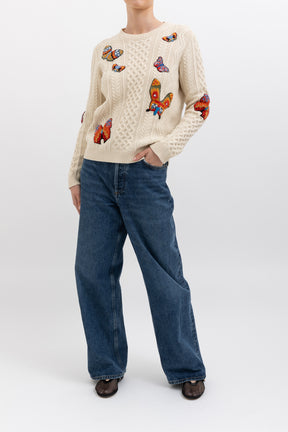 Butterfly Applique Cable Knit Jumper