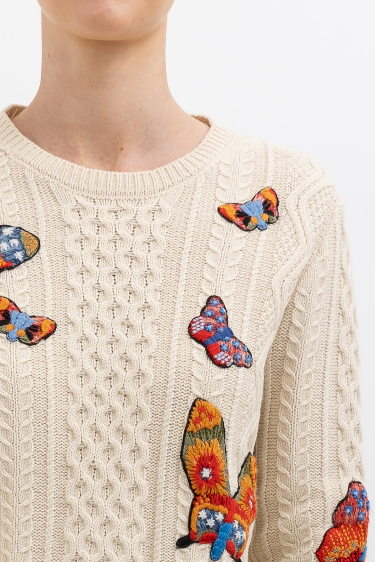 Butterfly Applique Cable Knit Jumper