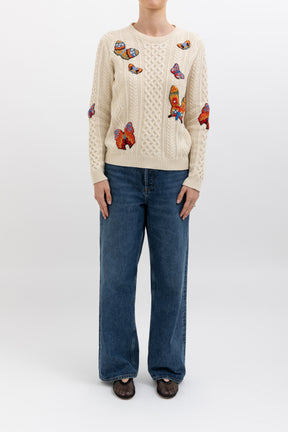 Butterfly Applique Cable Knit Jumper