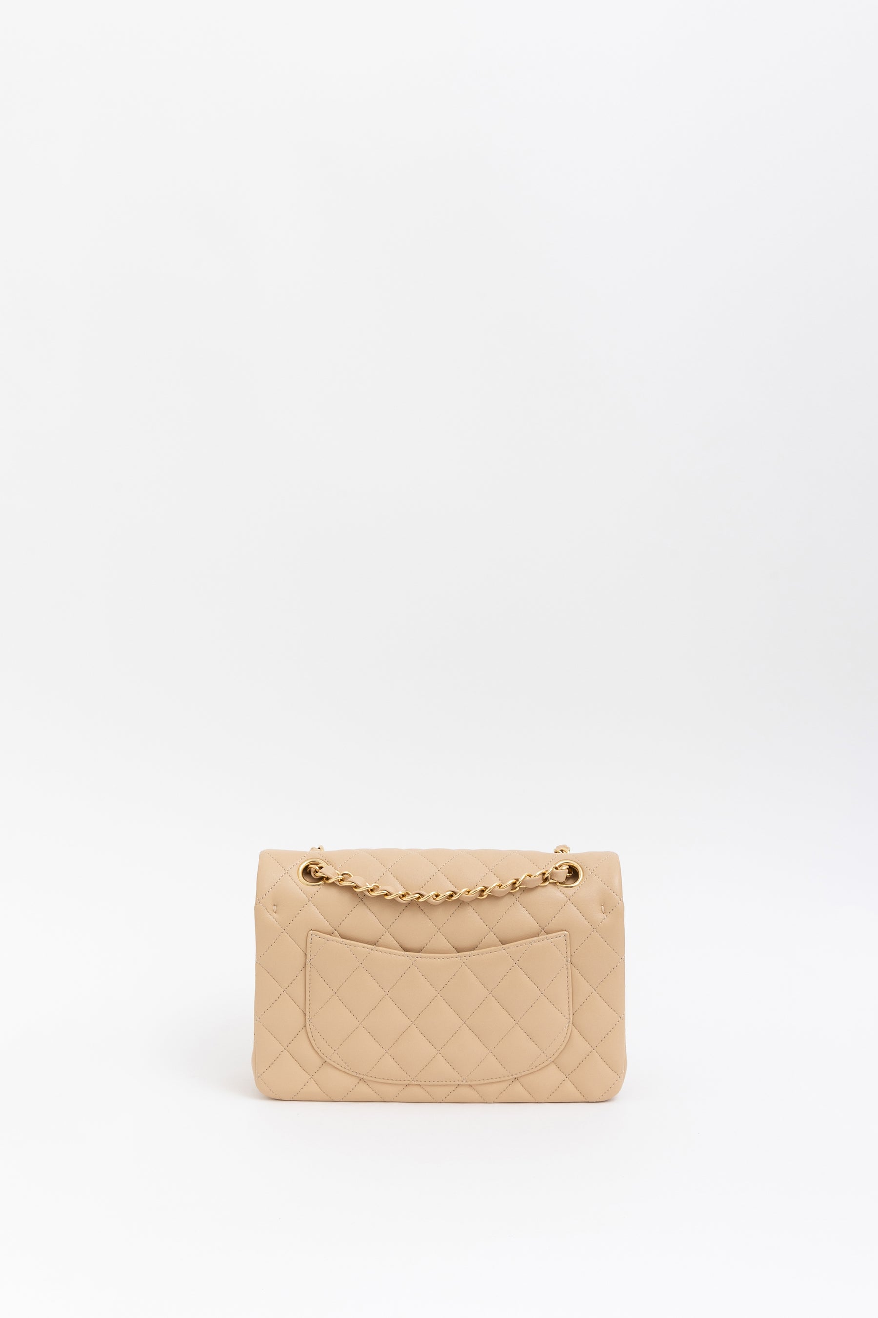 Beige Quilted Small Classic Flap Bag