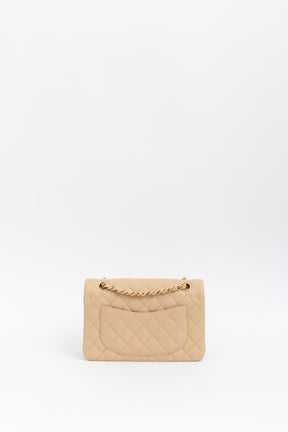 Beige Quilted Small Classic Flap Bag