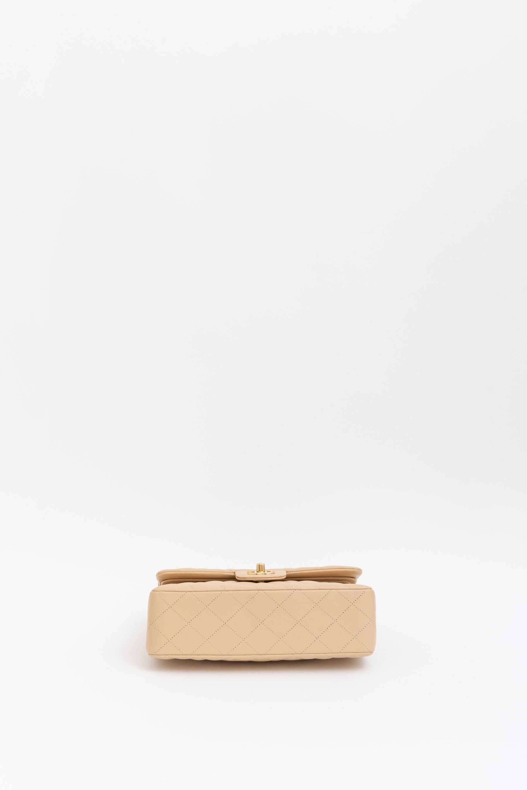 Beige Quilted Small Classic Flap Bag