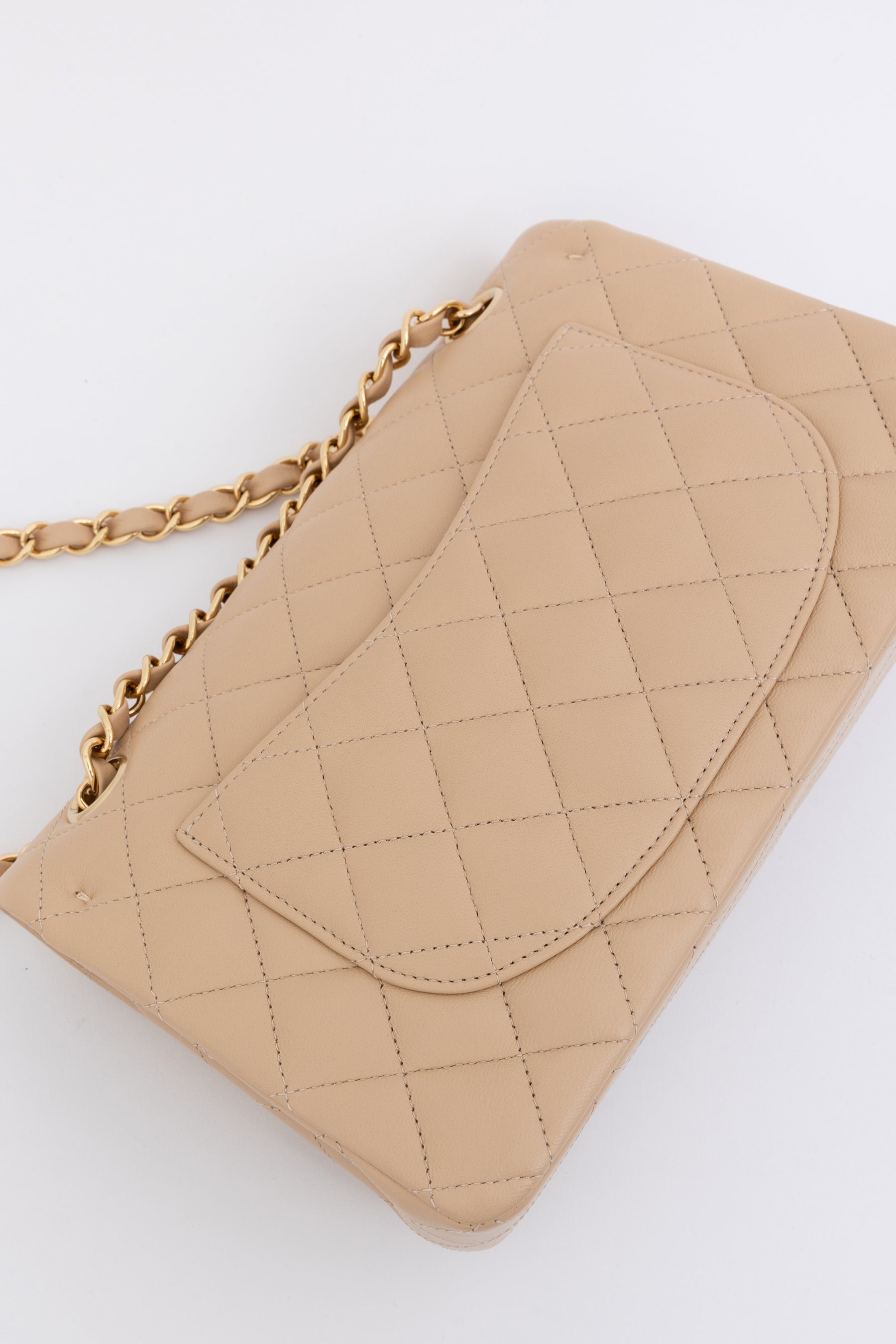 Beige Quilted Small Classic Flap Bag