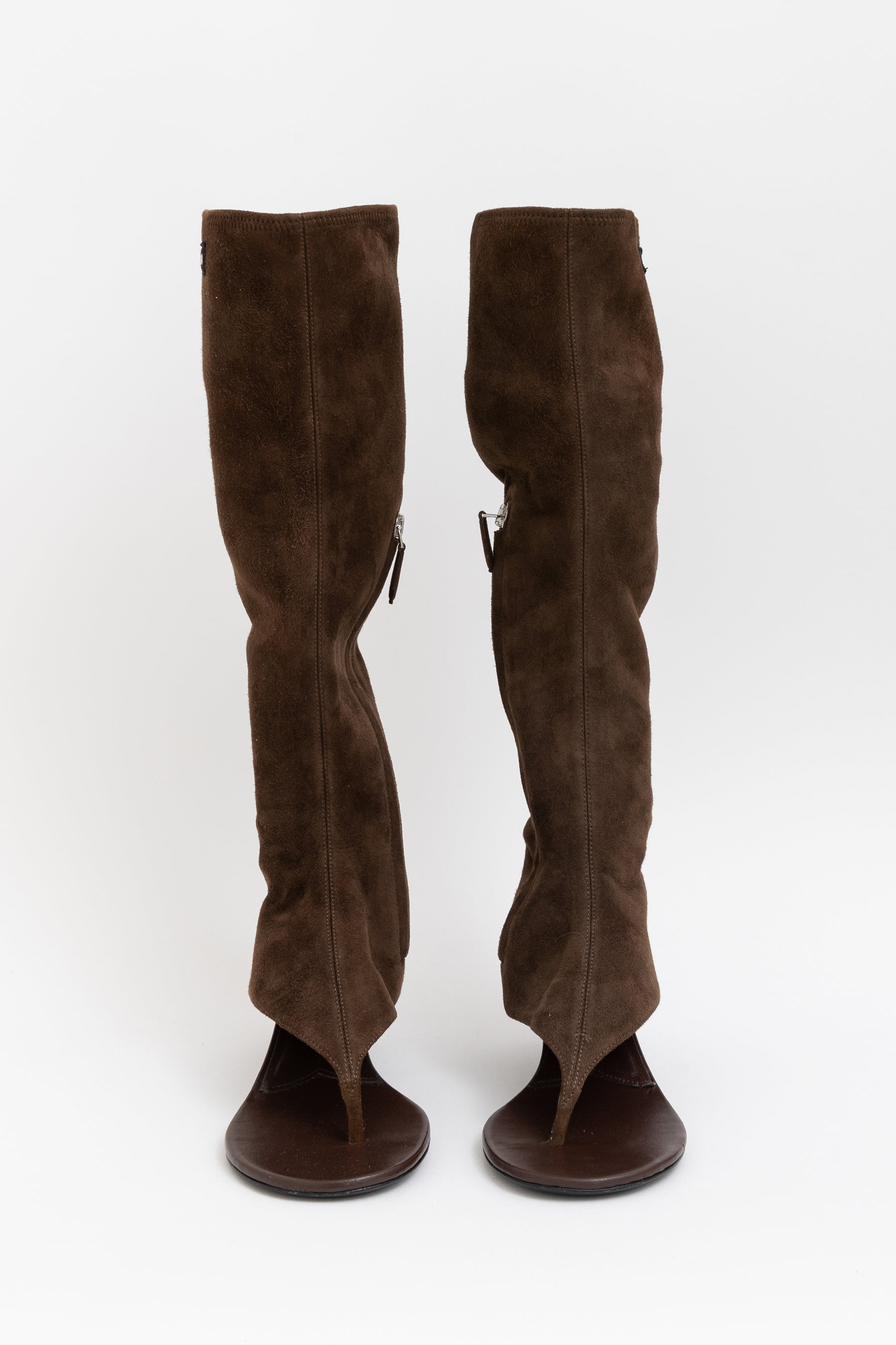 Stretch Suede Thong Boots