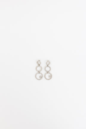 Crystal Circle Logo Drop Earrings