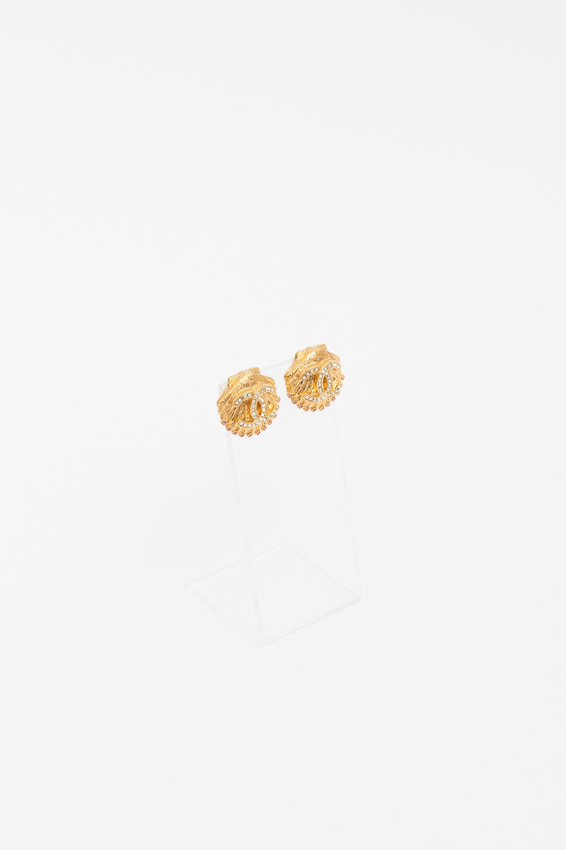 Crystal CC Shell Earrings