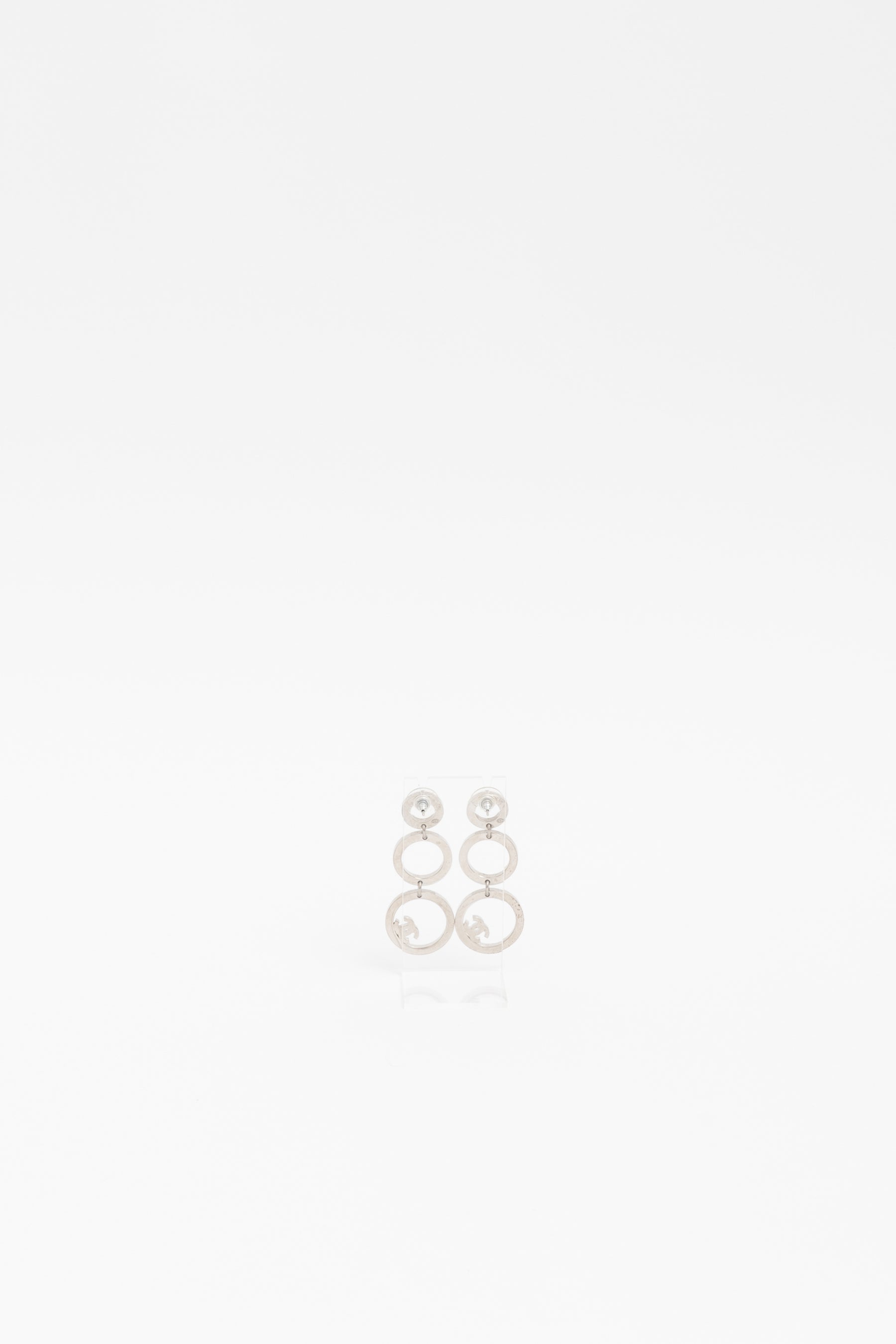 Crystal Circle Logo Drop Earrings