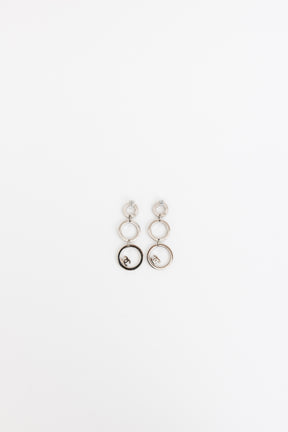 Crystal Circle Logo Drop Earrings