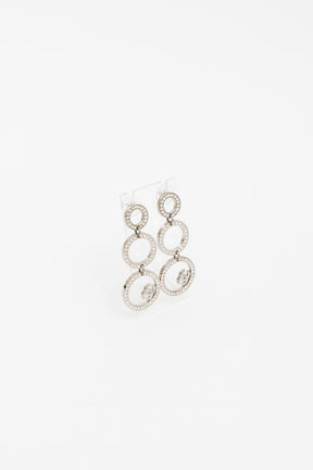 Crystal Circle Logo Drop Earrings