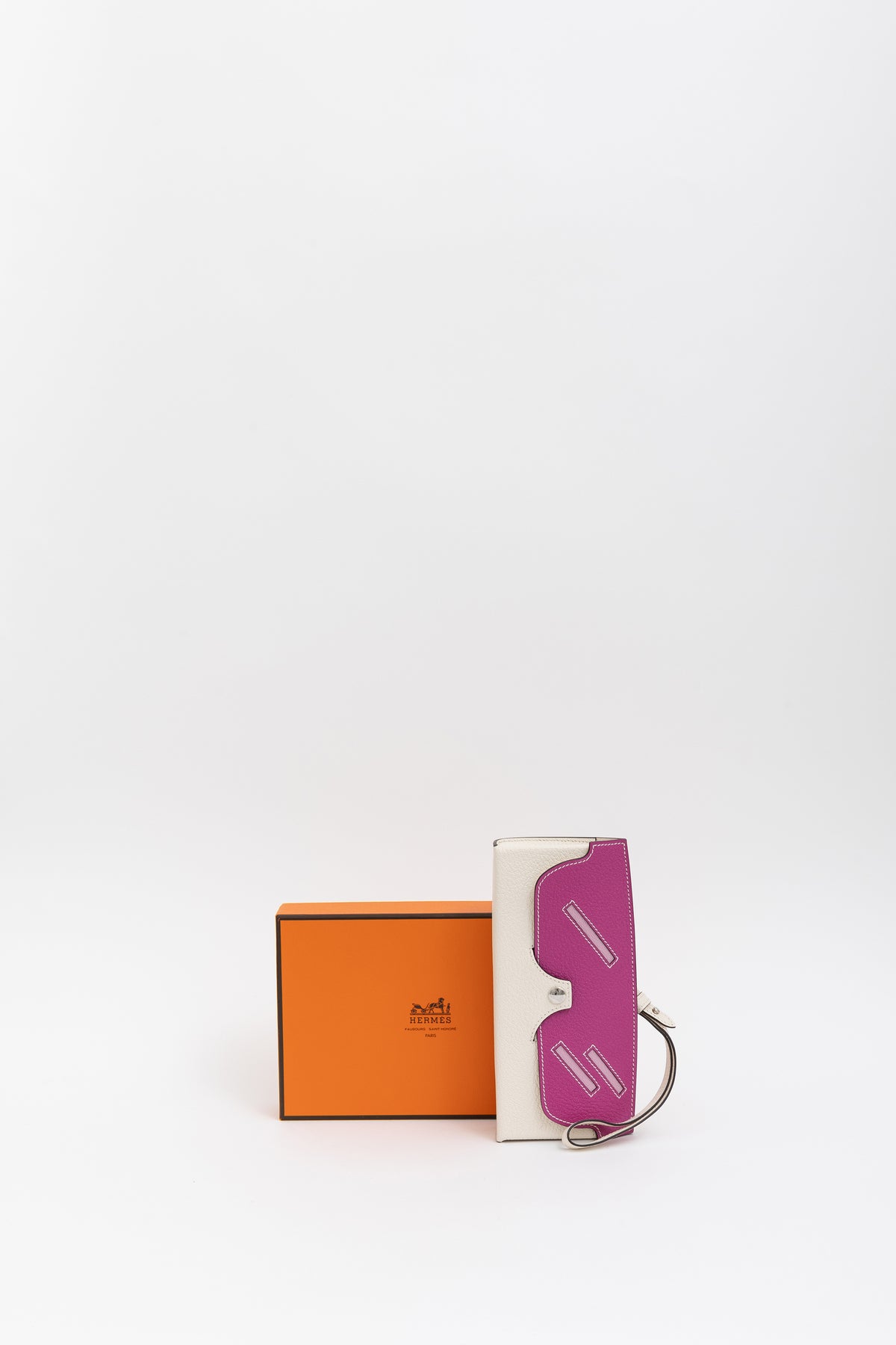 Hermès Pink and White Chevre Leather Glasses Case