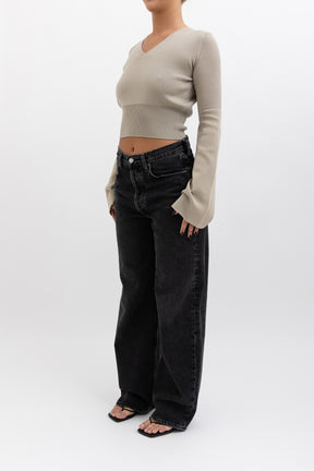 Cropped V Neck Sweater