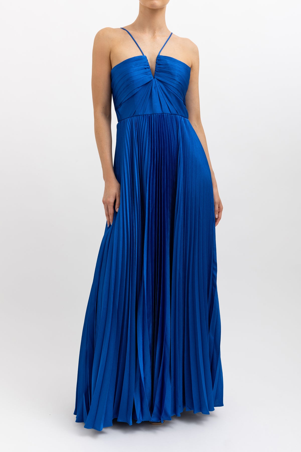 Pleated Satin Gown