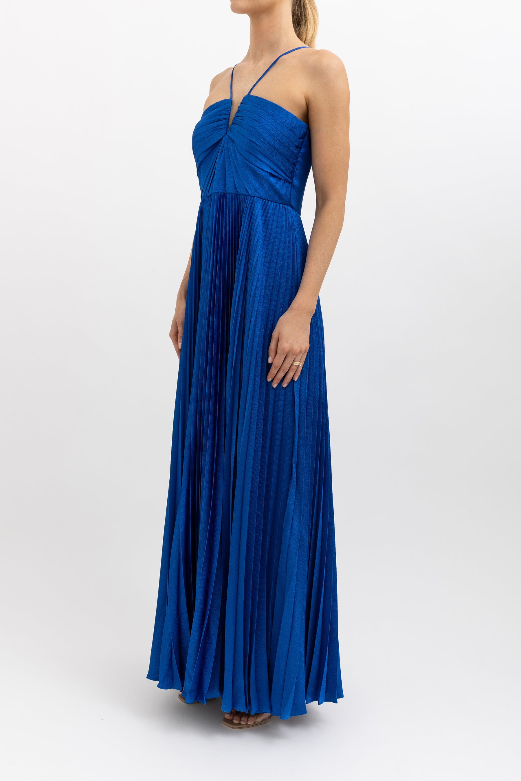 Pleated Satin Gown