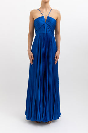 Pleated Satin Gown