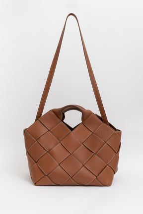 Woven Leather Basket Bag