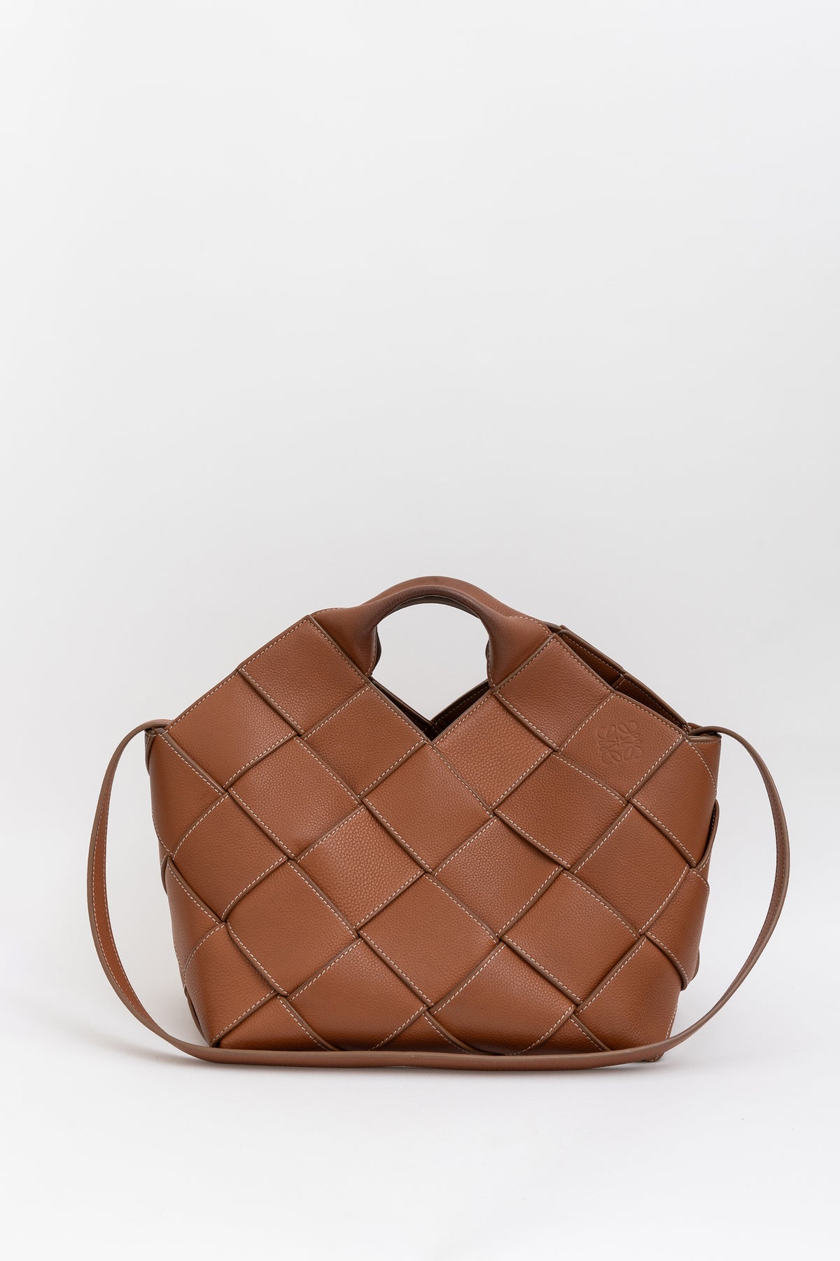 Woven Leather Basket Bag