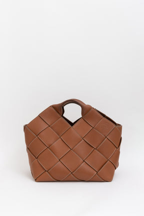 Woven Leather Basket Bag