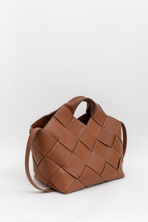 Woven Leather Basket Bag