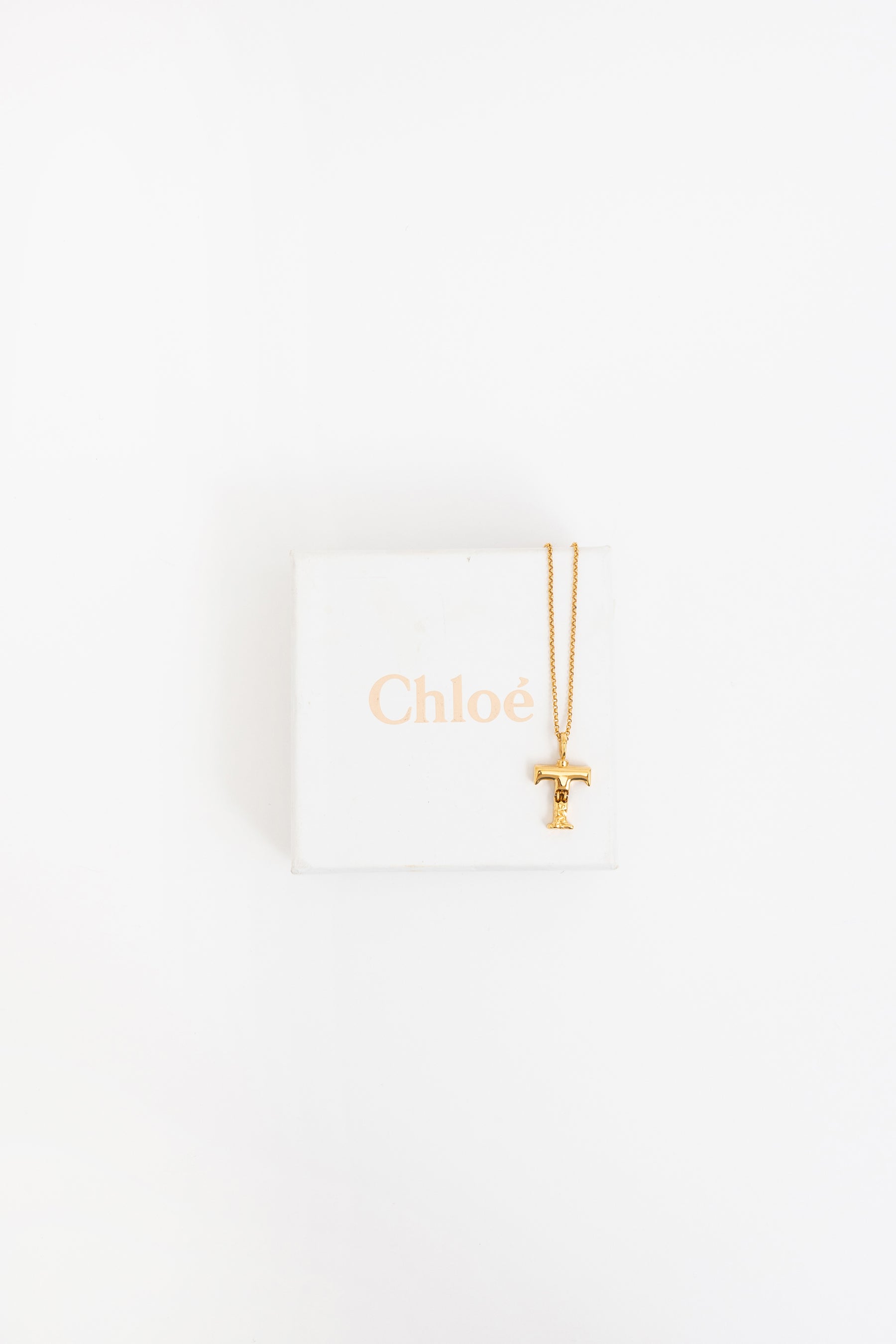 Gold Tone T Necklace