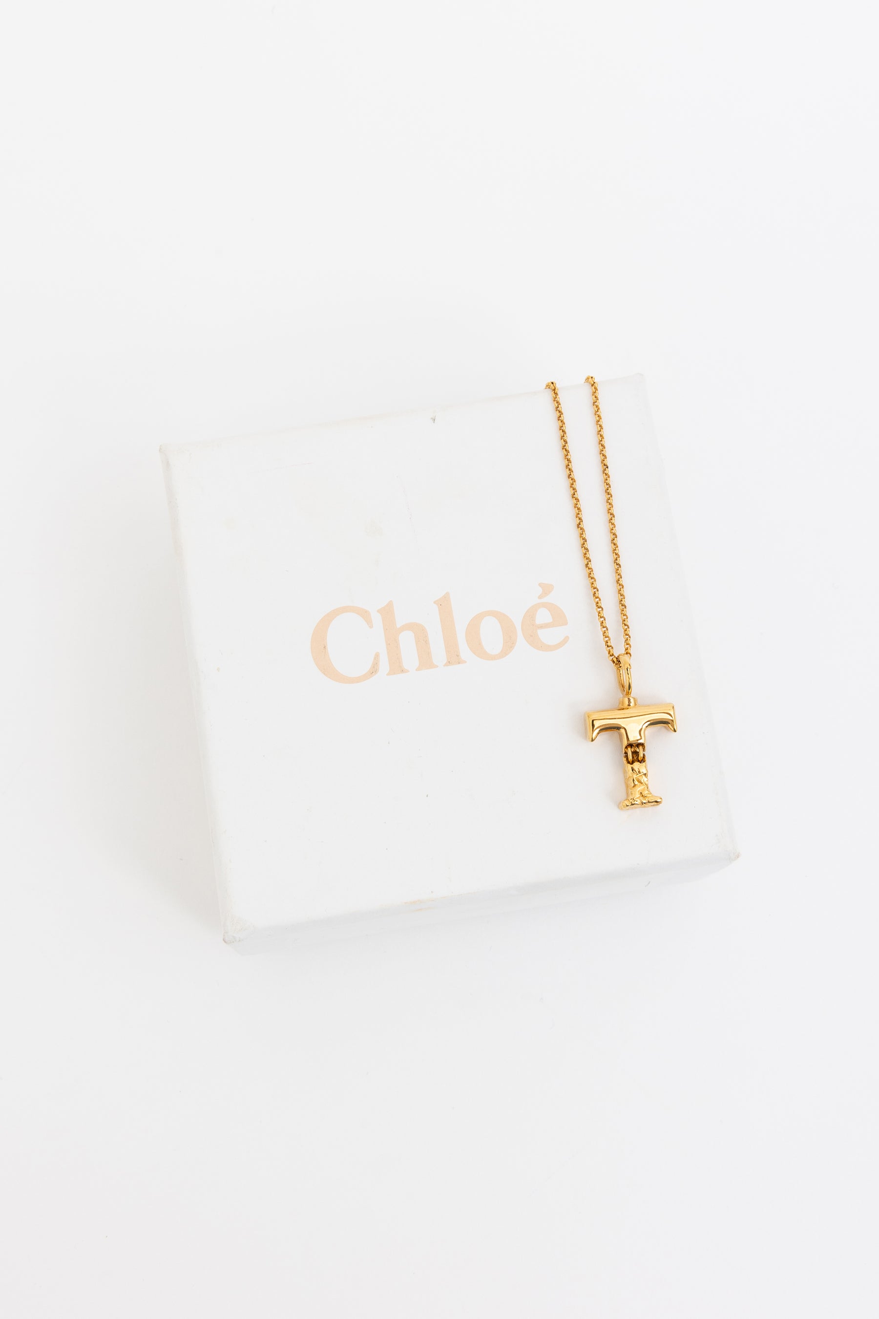 Gold Tone T Necklace