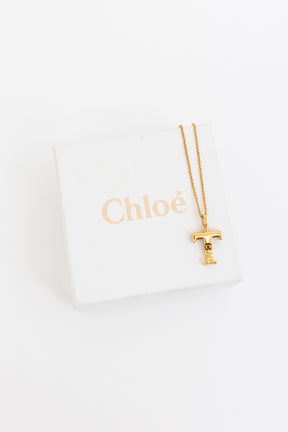 Gold Tone T Necklace