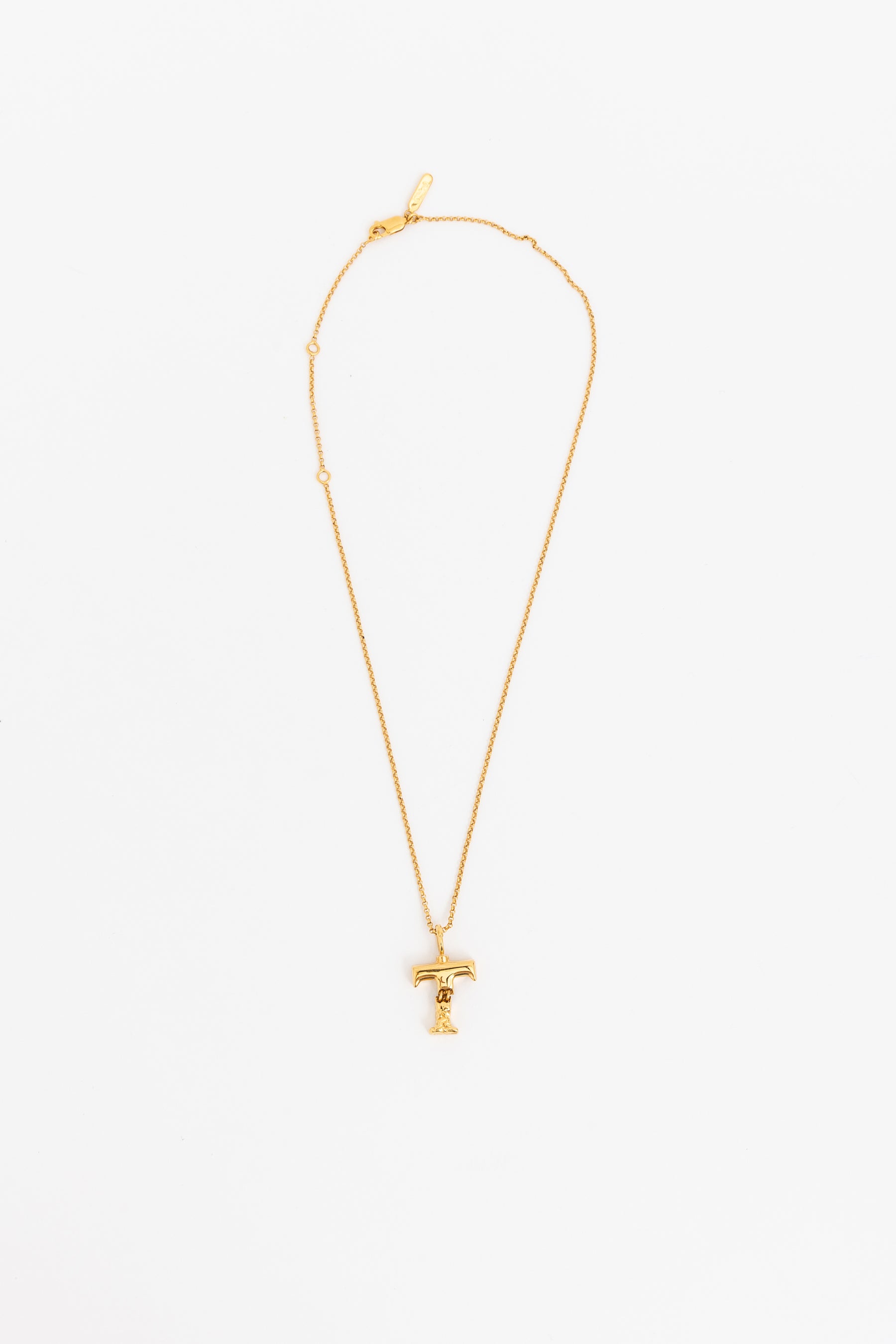 Gold Tone T Necklace