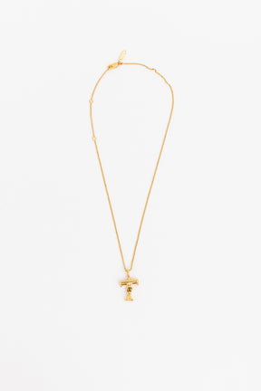 Gold Tone T Necklace