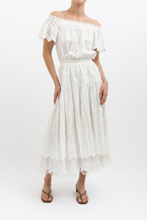 Anglaise Off Shoulder Tiered Dress