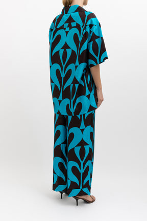 Printed Silk Shirt and Pants Set