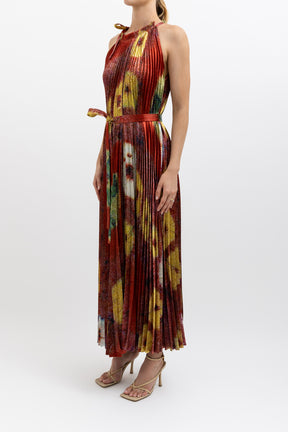 Satin Pleated Maxi Dress