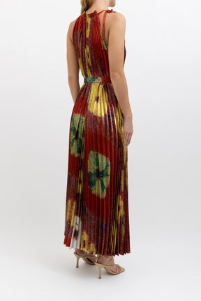 Satin Pleated Maxi Dress