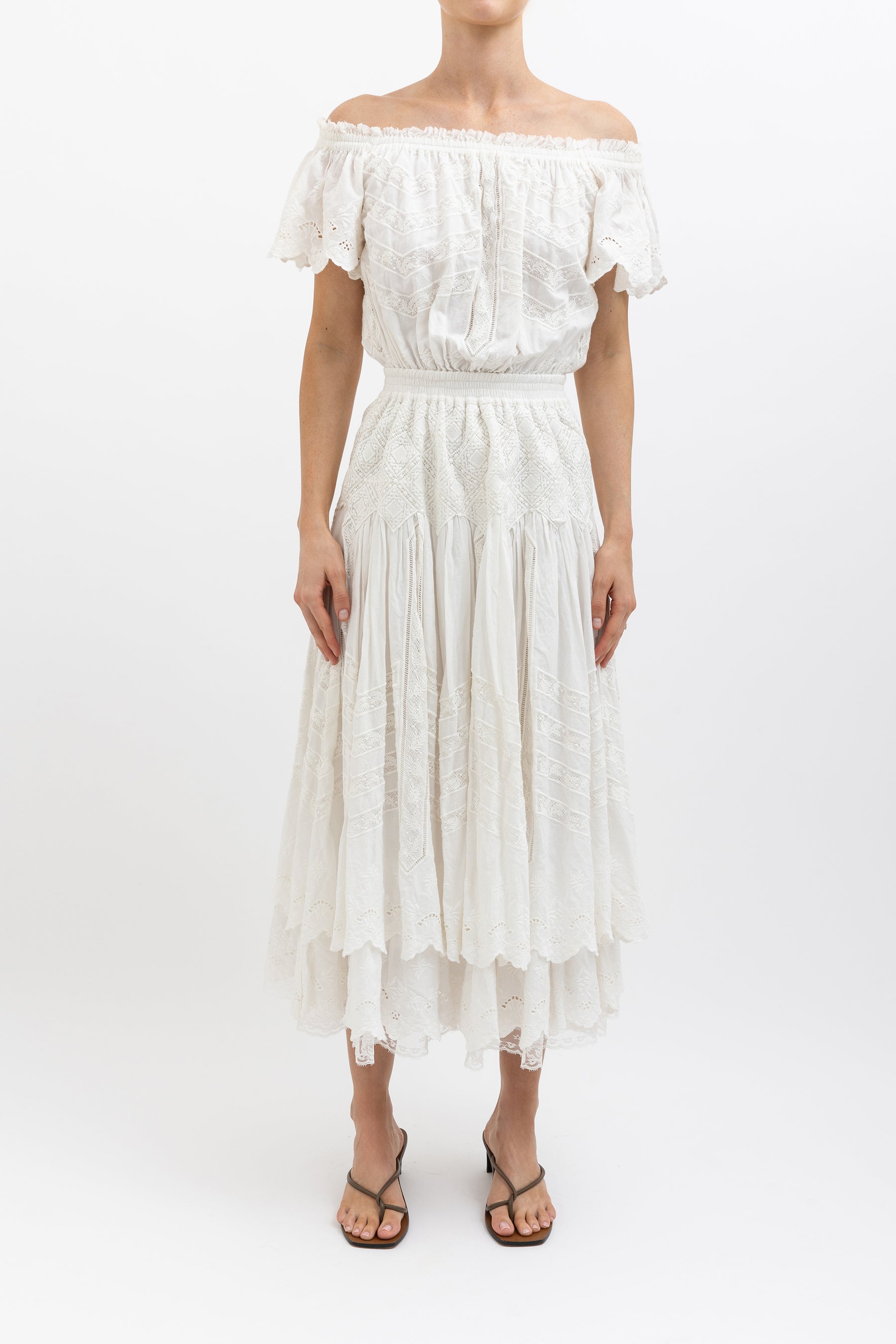 Anglaise Off Shoulder Tiered Dress