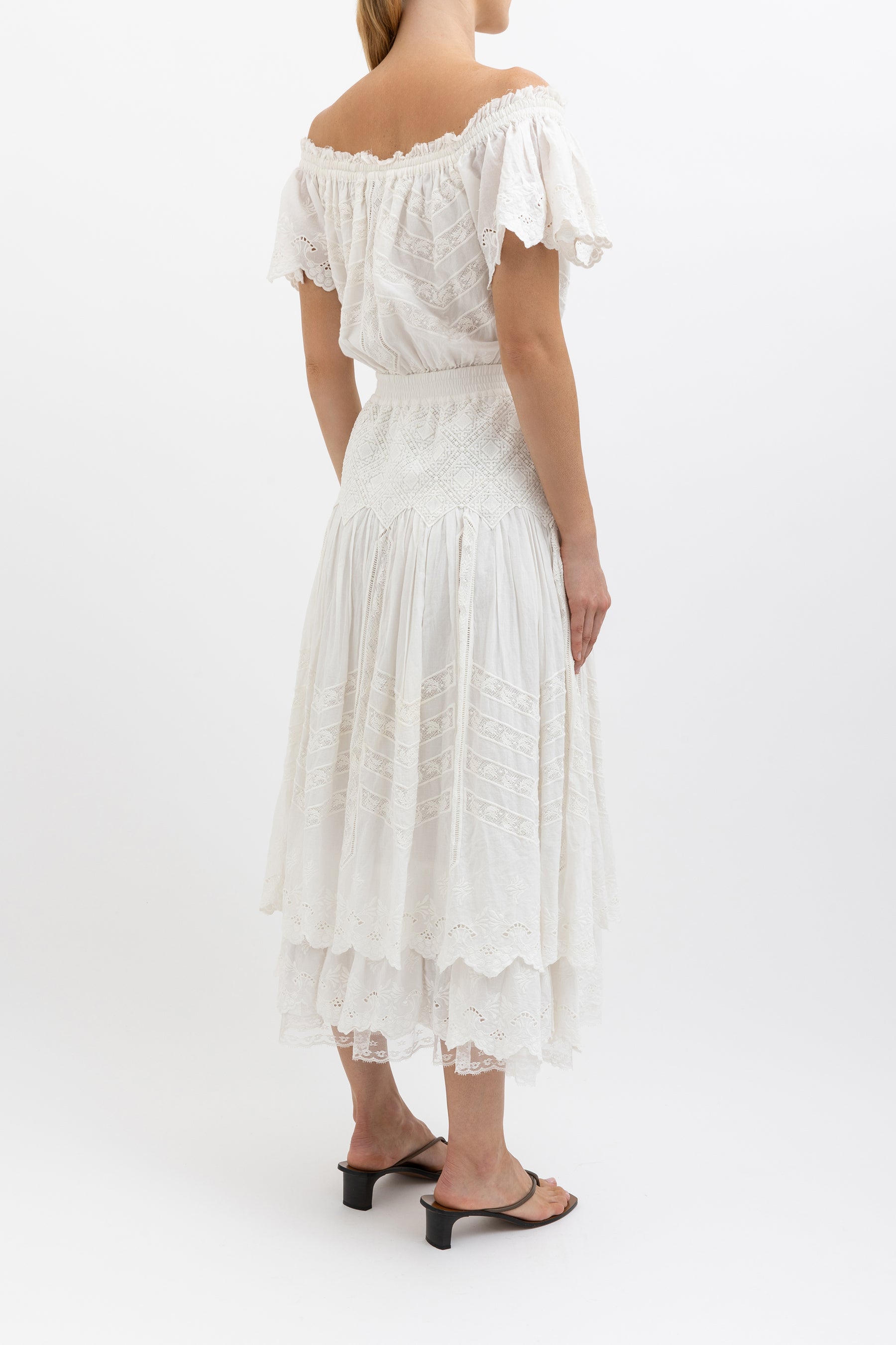 Anglaise Off Shoulder Tiered Dress