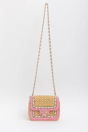 Raffia Mini Square Flap Bag