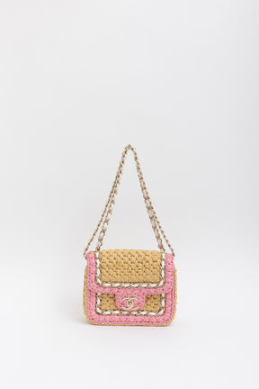 Raffia Mini Square Flap Bag