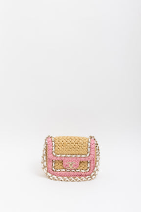 Raffia Mini Square Flap Bag