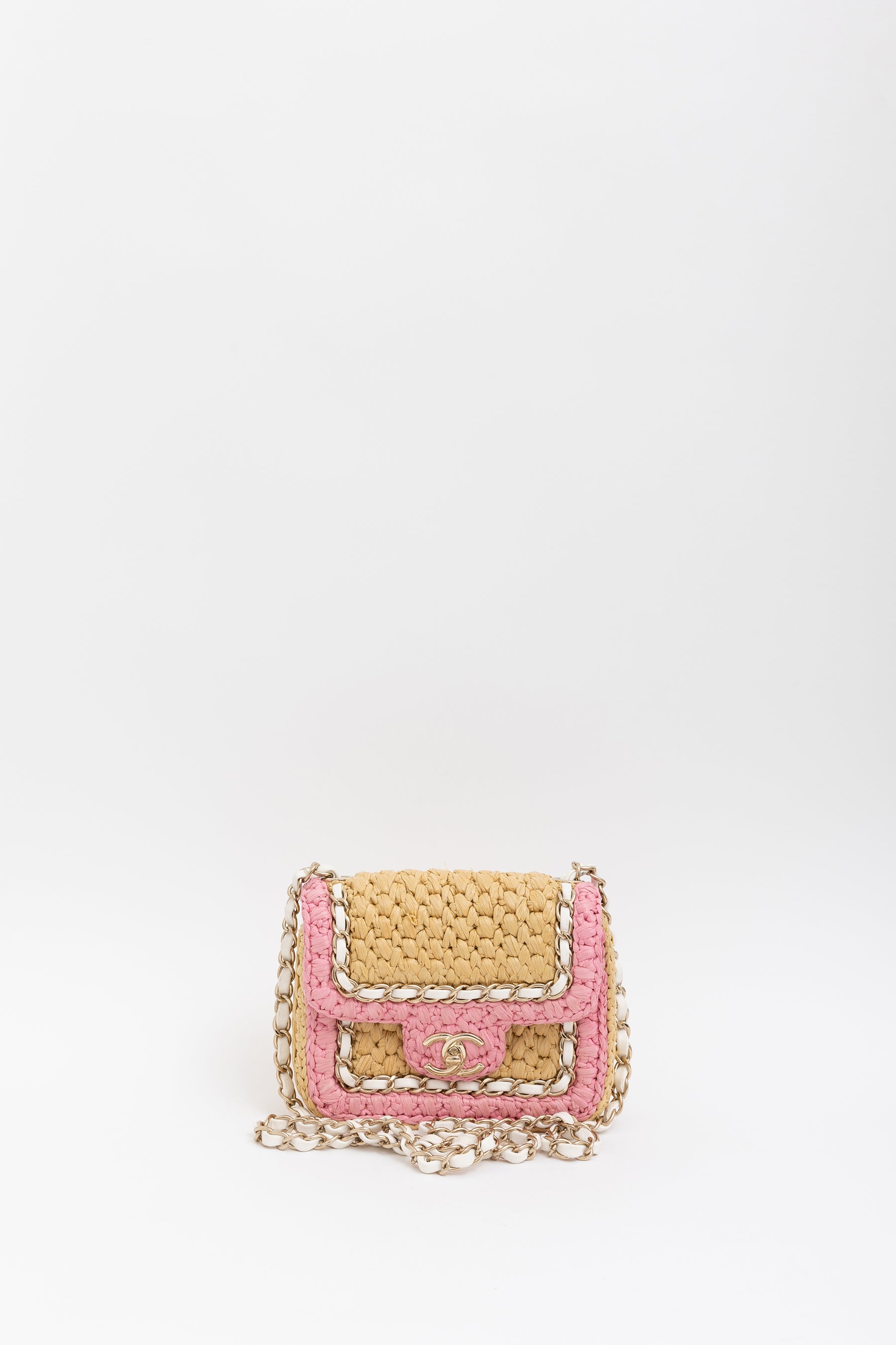 Raffia Mini Square Flap Bag