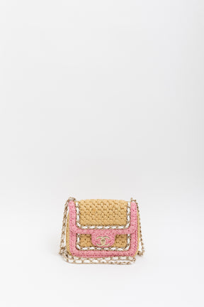 Raffia Mini Square Flap Bag