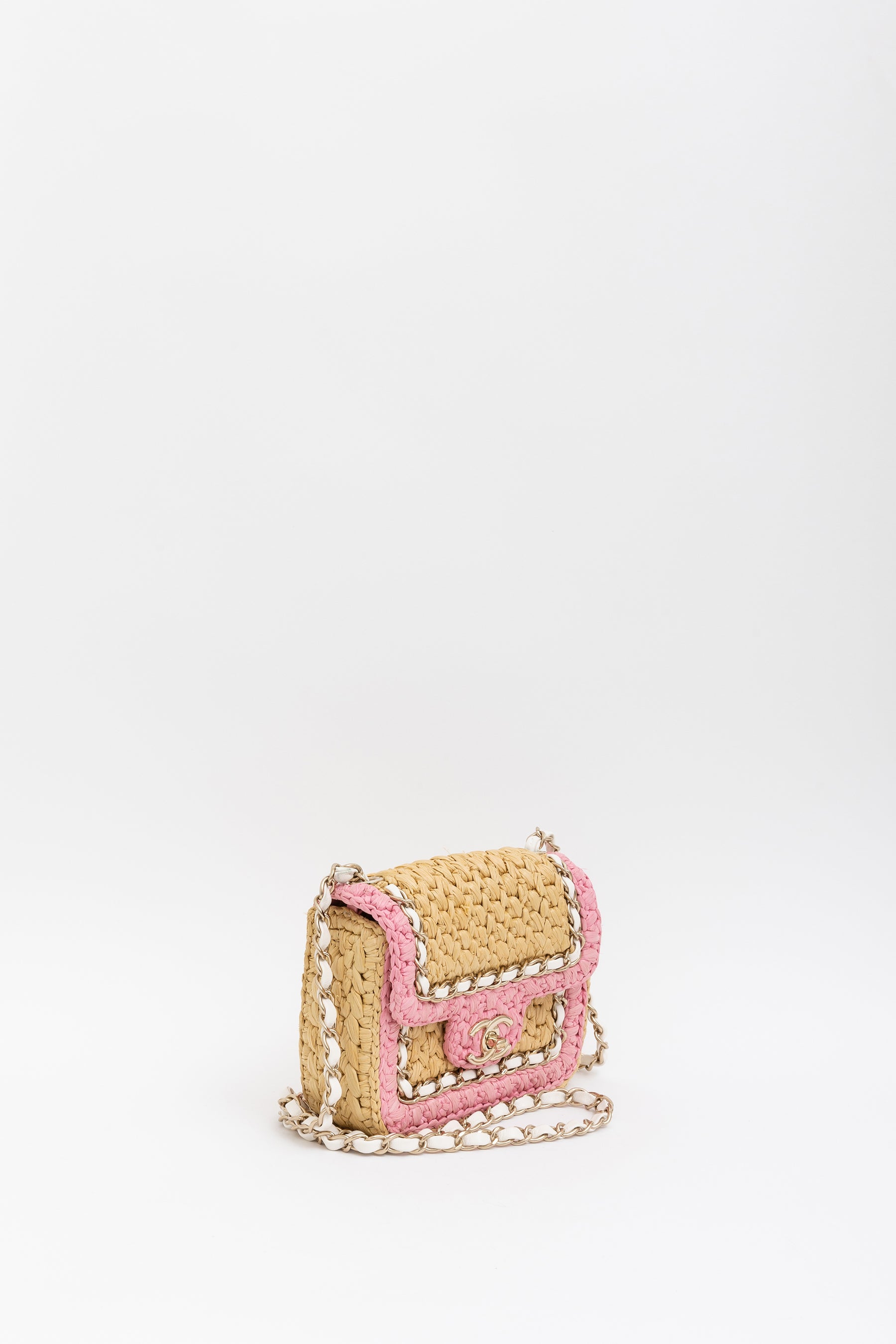 Raffia Mini Square Flap Bag