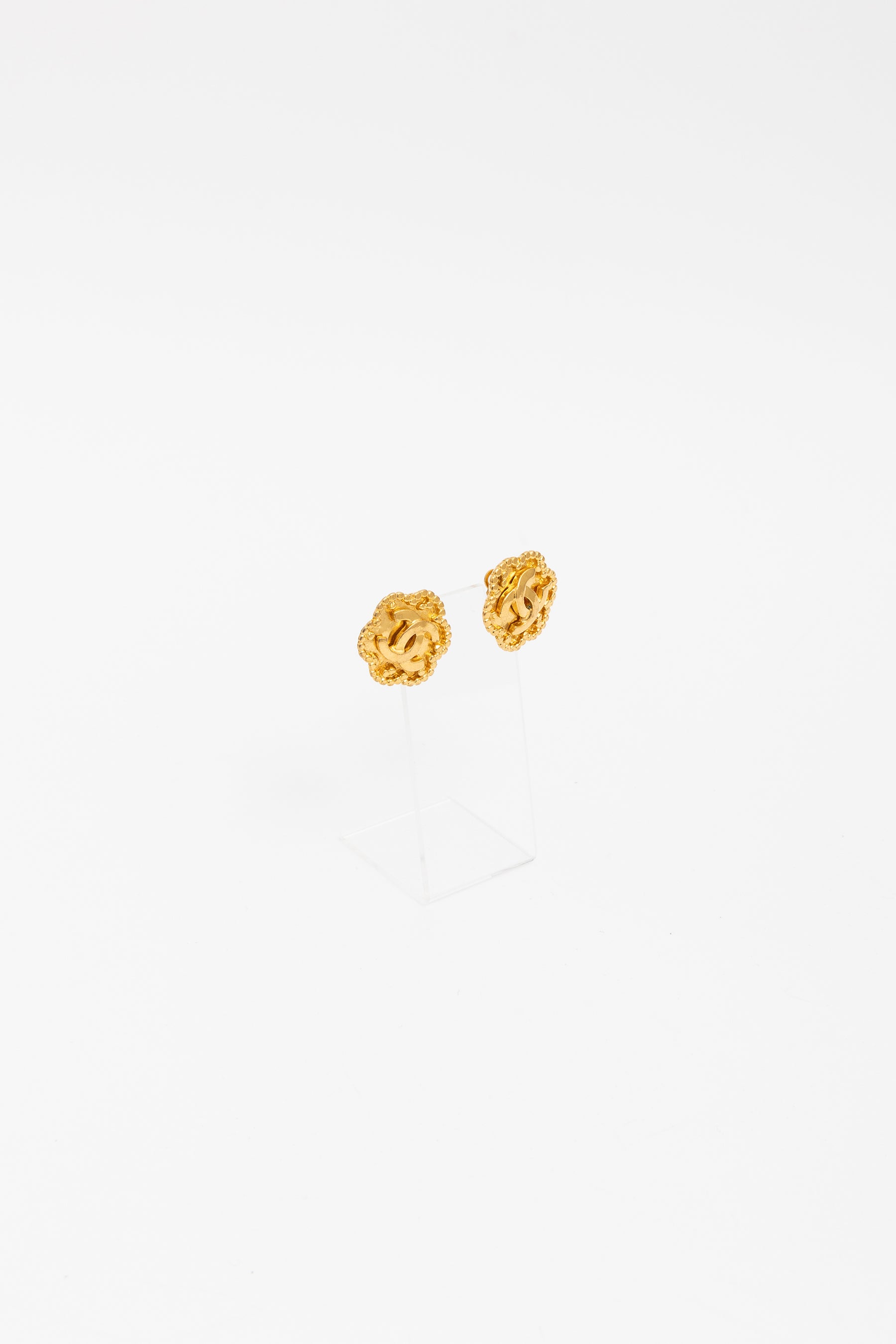 CC Flower Clip On Earrings