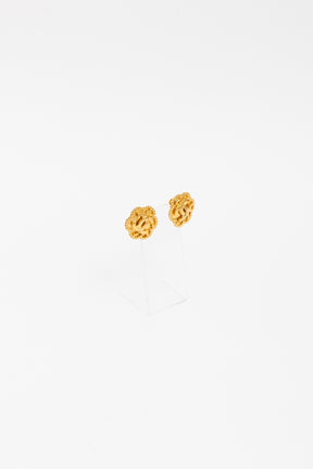 CC Flower Clip On Earrings