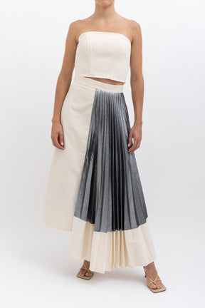 Strapless Top and Asymmetrical Midi Skirt