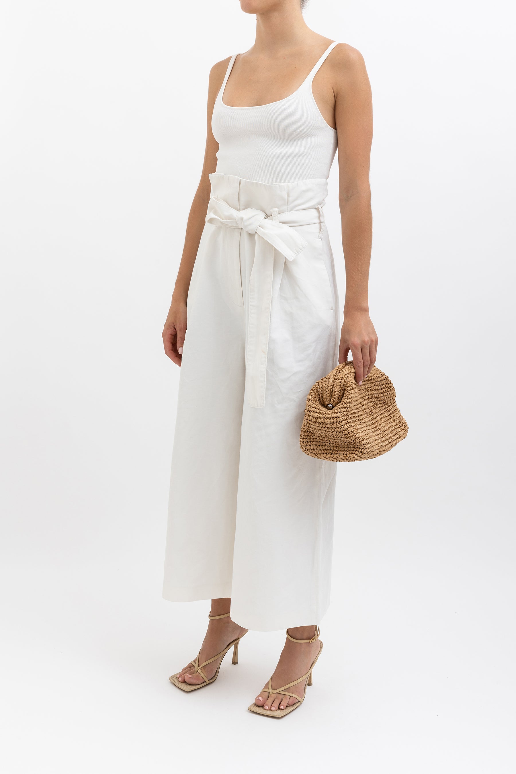 Cropped Paper Bag Waist Trouser