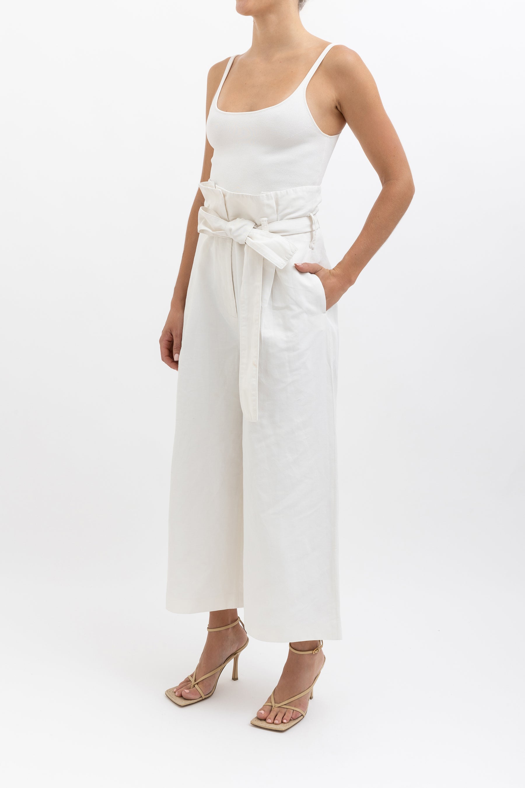 Cropped Paper Bag Waist Trouser