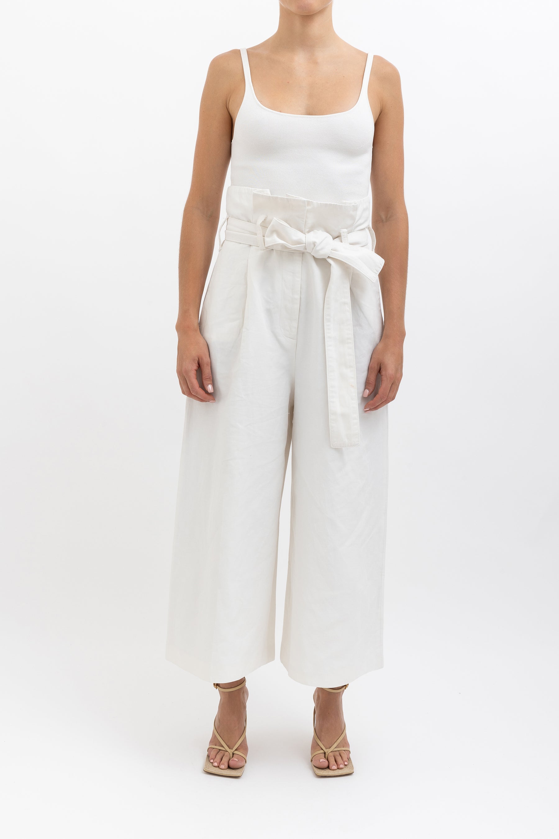 Cropped Paper Bag Waist Trouser