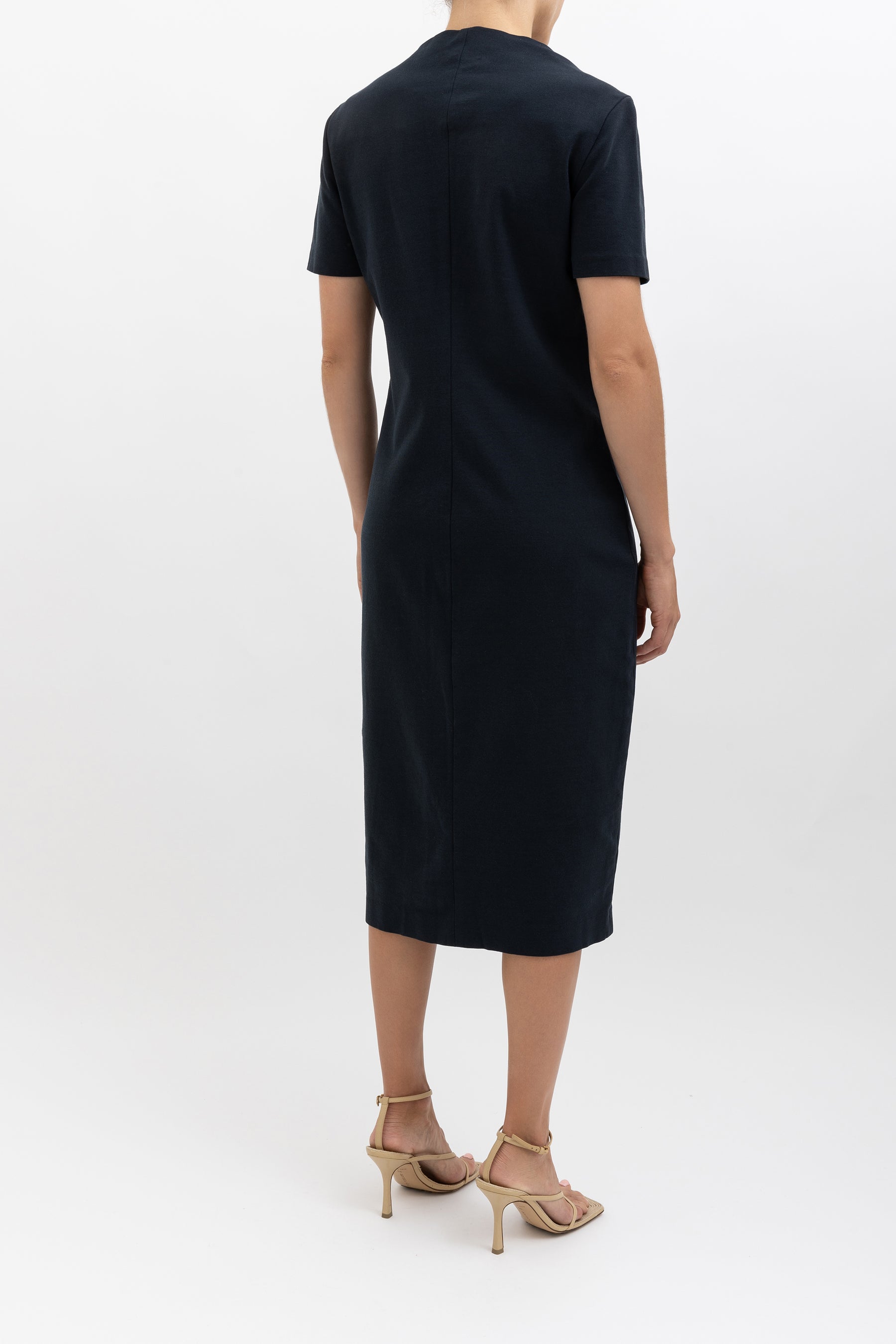 Boat Neck Stretch Midi Dress