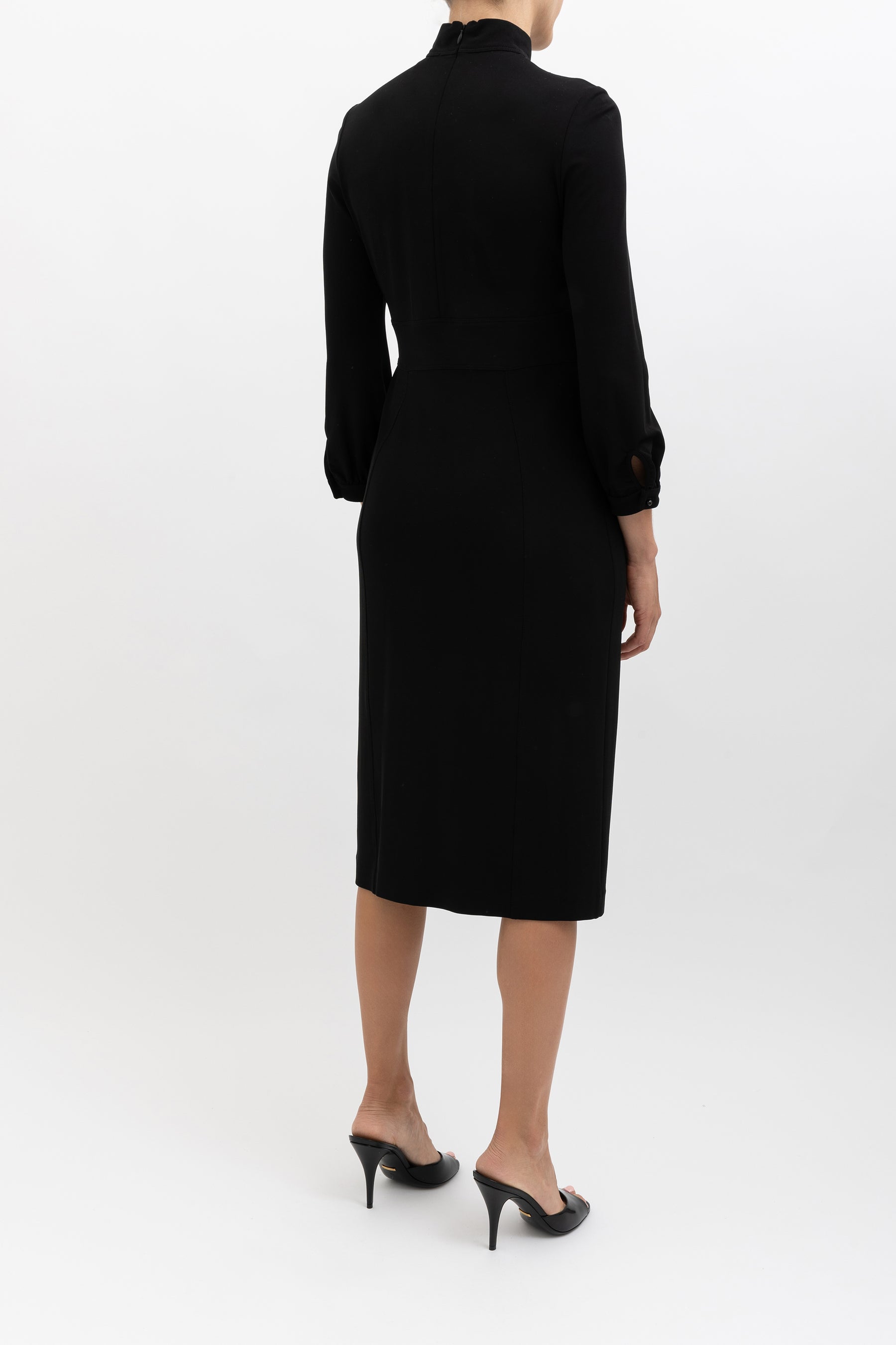 Key Hole High Neck Midi Dress