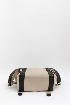 Oroton Natural Linen and Black Leather BackPack